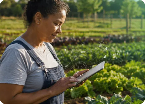 Produtora rural com tablet